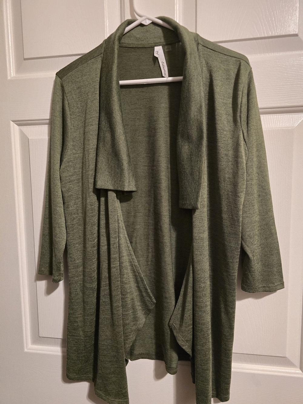 Light Olive Green Open-Front Women's Cardigan Sweater Sz L